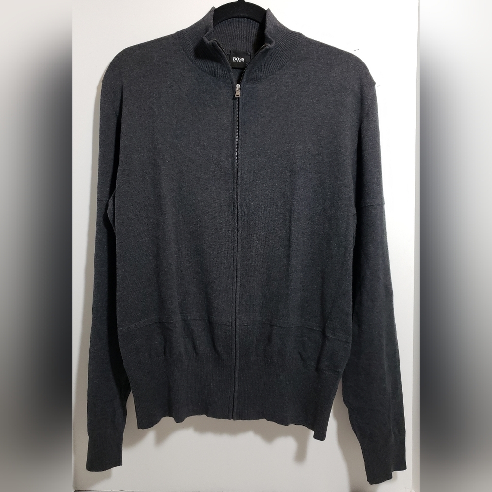 HUGO BOSS Charcoal Zip-Up Sweater Men's Size M